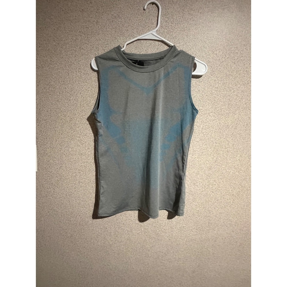 Cool Max Mens Performance Tank Top Gray Blue Graphic Moisture Wicking Size L NEW